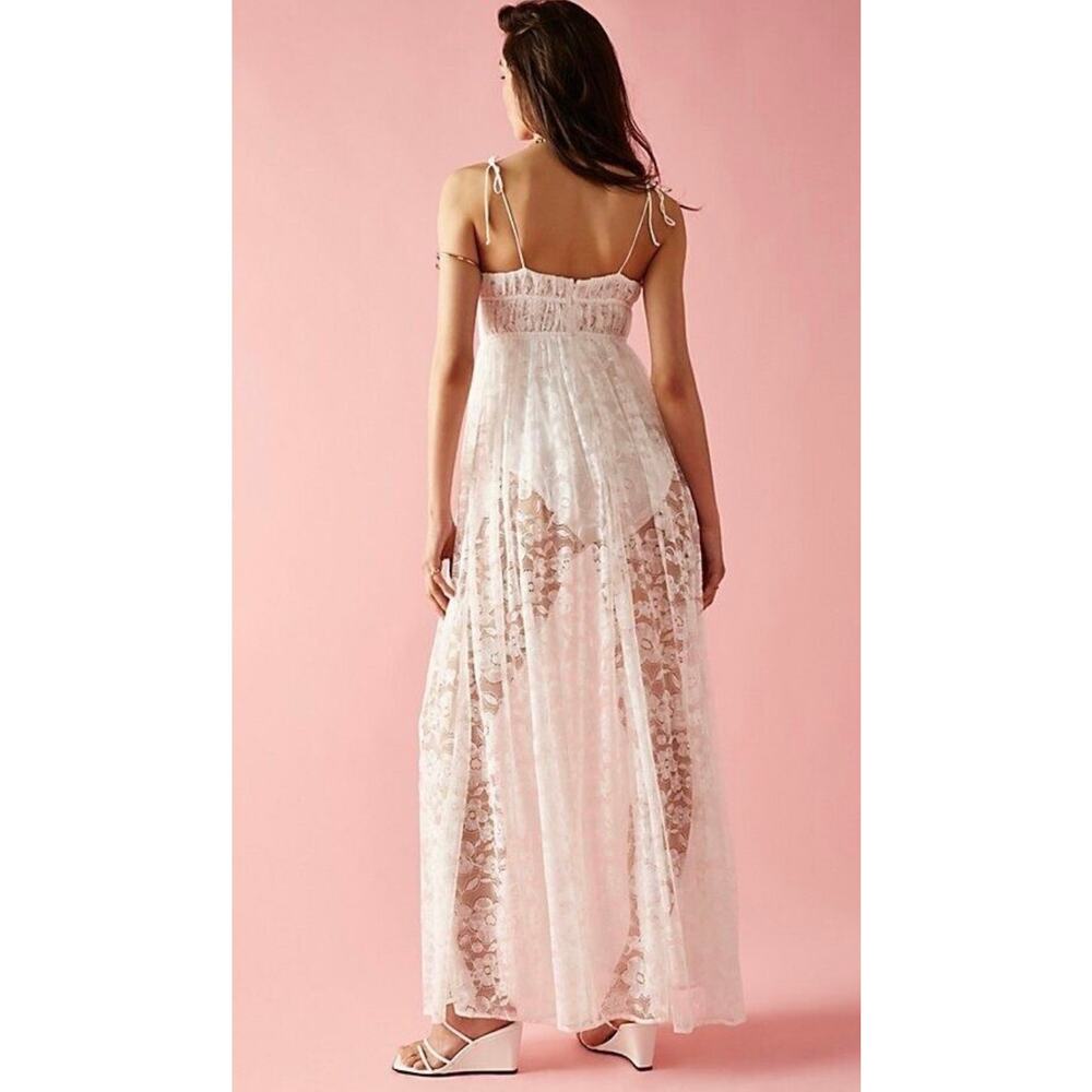 NWT For Love & Lemons Lorena White Lace Bodysuit Maxi Dress Size S - Picture 4 of 16